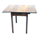 A 19thC mahogany Pembroke drop leaf table, with brass handle, on square chamfered legs, 72cm high, 7