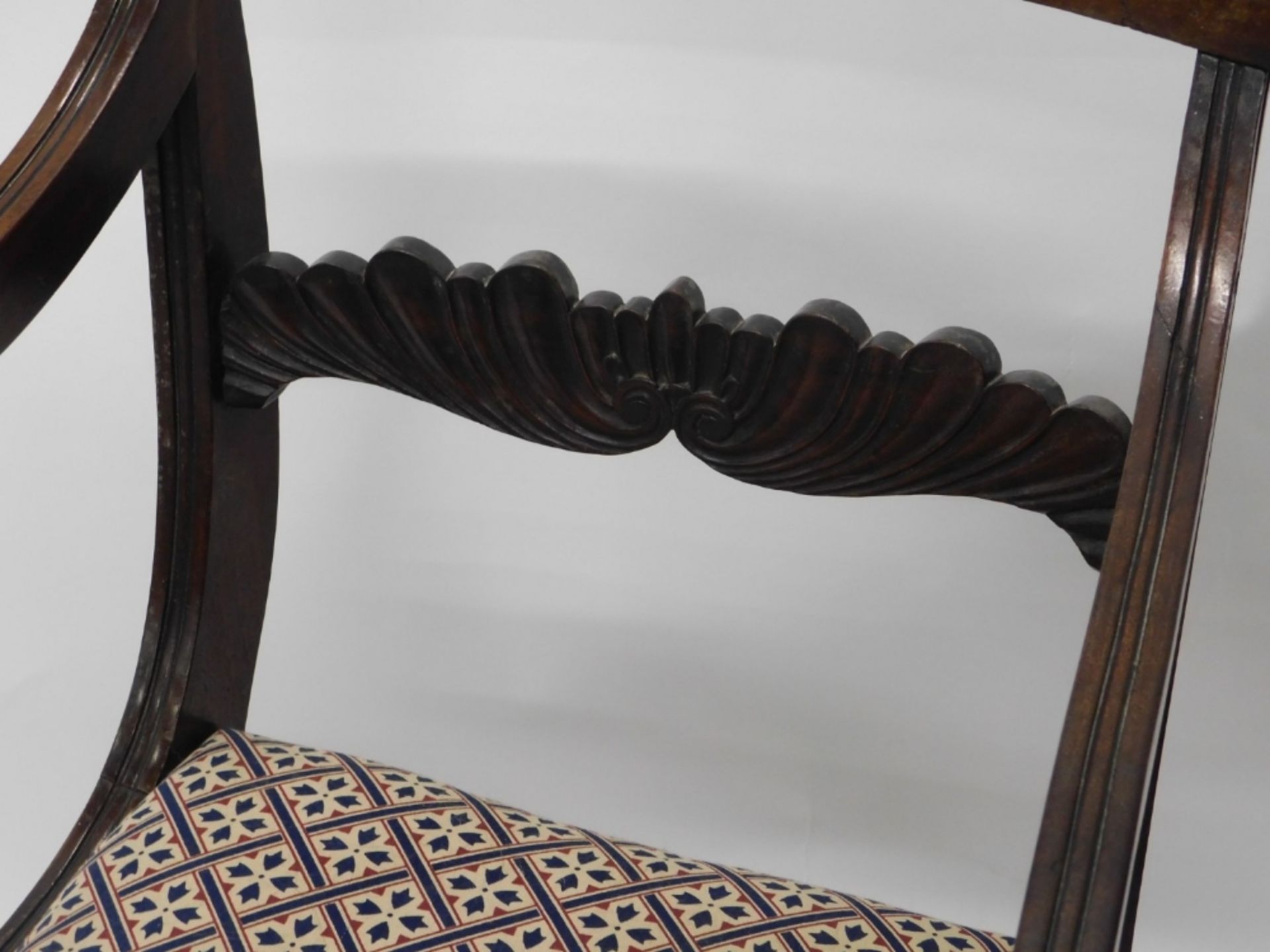 A Regency mahogany carver chair, with floral back splat, drop in seat in later floral Regency style - Image 2 of 2