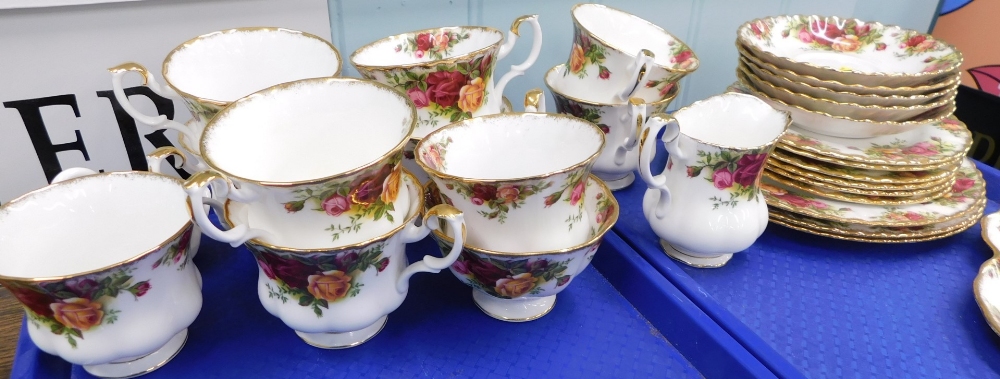 A Royal Albert Old Country Roses part tea service, to include teapot, 15cm high, cups, bowls, miniat - Image 3 of 3