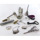 A group of plated wares, comprising plated wine funnels, scent bottles, hip flasks etc. (quantity)