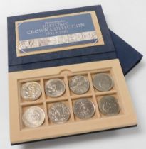 A Royal Mint Historic Crown Collection 1951-1981, the fitted case containing eight commemorative cro