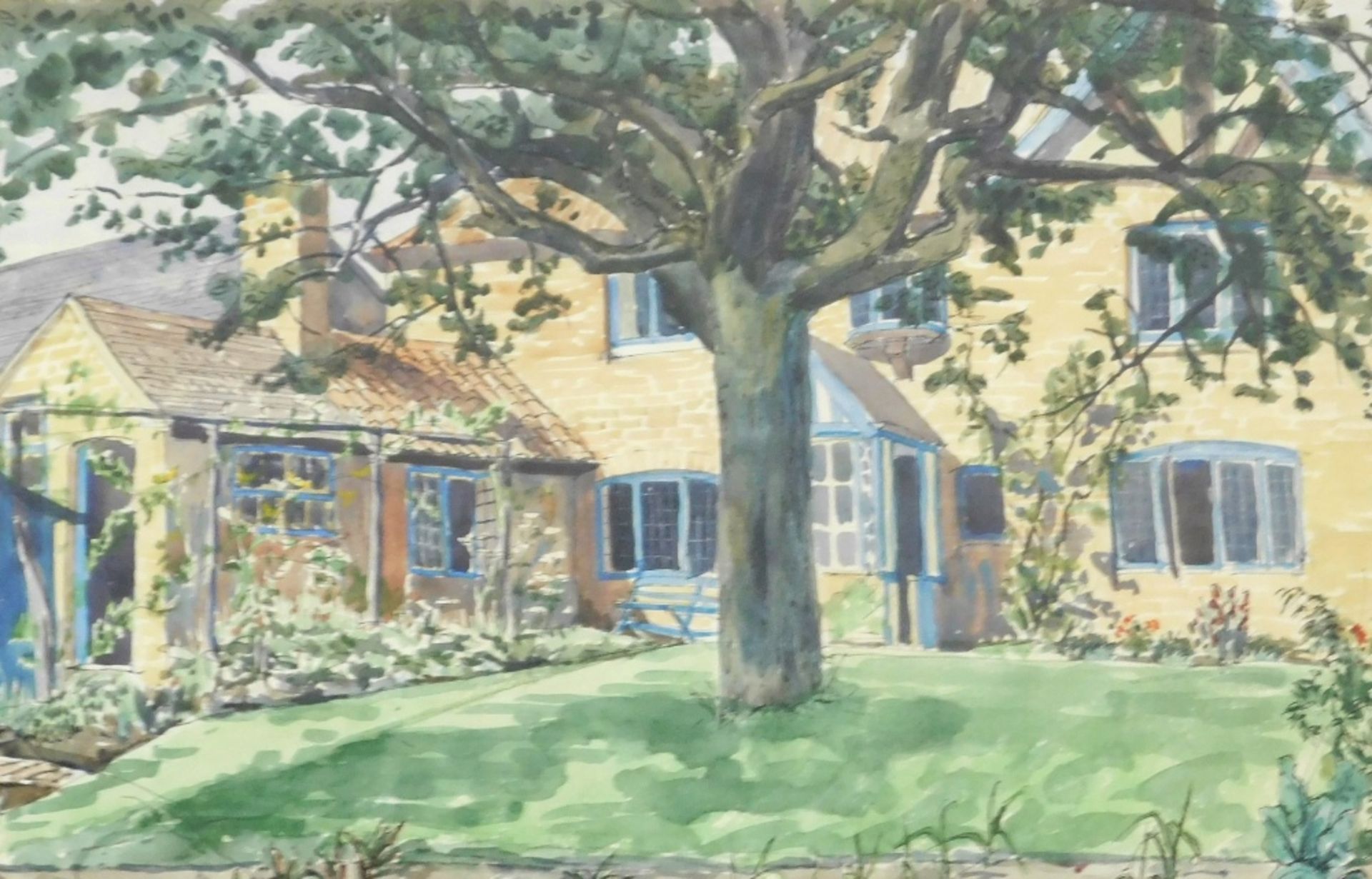 Withdrawn pre sale by vendor - 20thC School. Oakwood Garden, watercolour, indistinctly signed, 36cm - Image 3 of 4