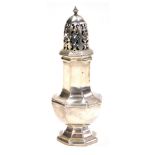 An Edward VII silver sugar castor, of baluster form, Charles Boyton and Sons, Birmingham 1909, 3.31o