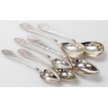 A group of Meyer and other Danish silver and plated flatware, foliate engraved, shield reverse monog