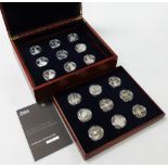 A Royal Mint The History of The RAF silver proof crown collection, the fitted case containing eighte
