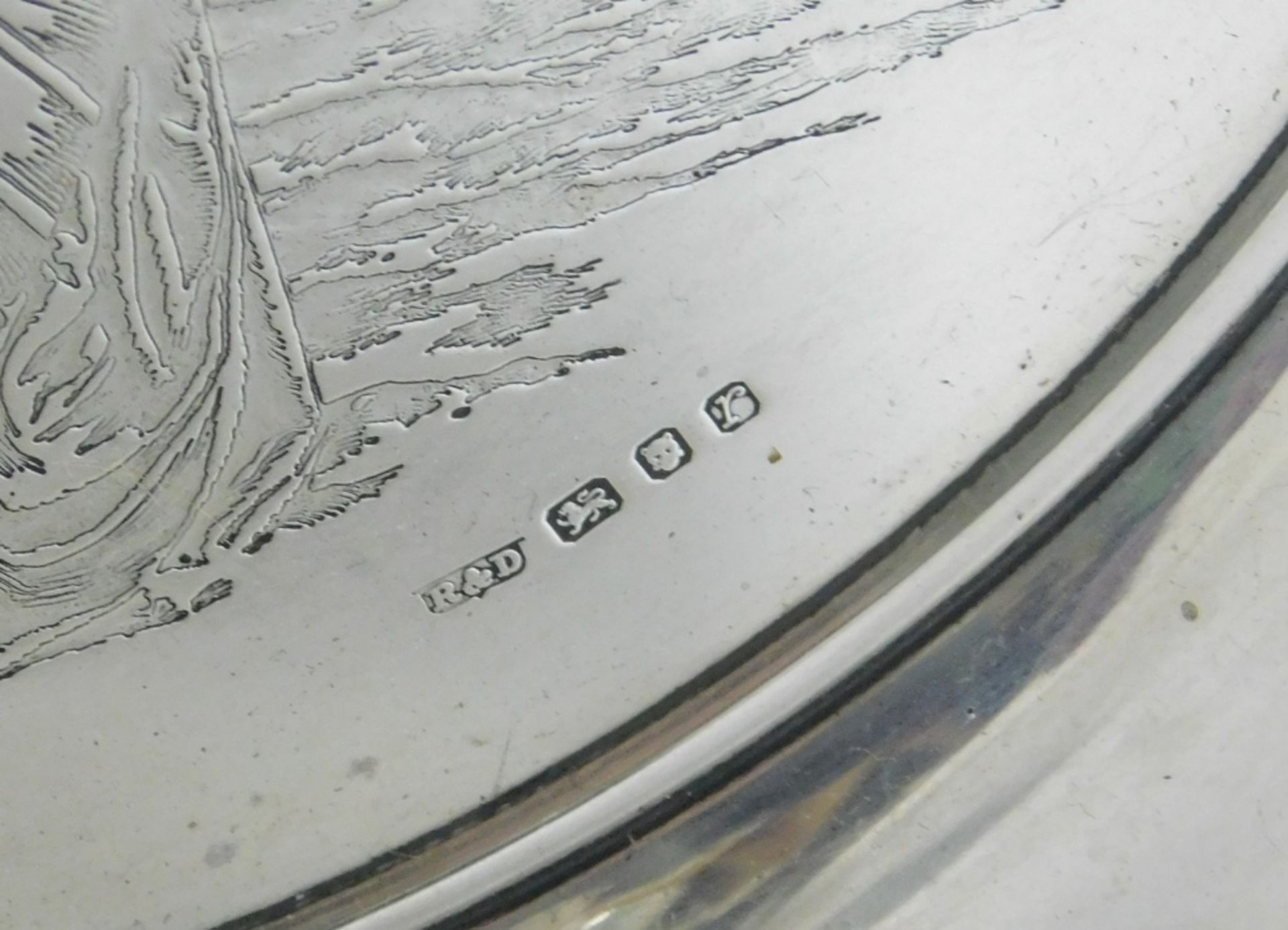 An Elizabeth II silver British Empire commemorative salver, commissioned for Mr John M. Frazer June - Image 3 of 3