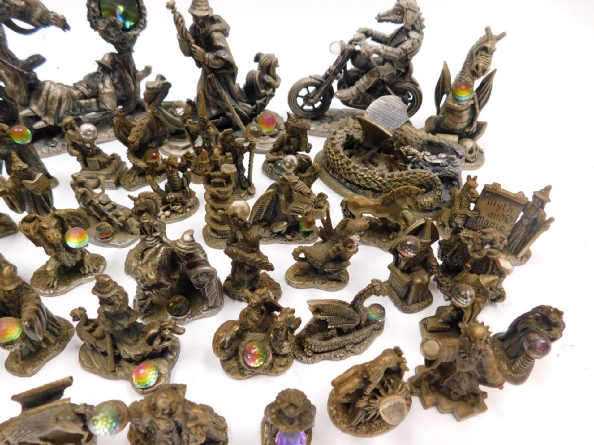 A group of Tudor Mint Myth and Magic figures, to include The Biker, The Wizards Cauldron, The Guardi - Image 2 of 3