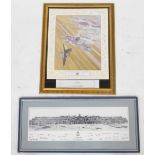 Photographic print of The 617 Squadron "The Dam Busters", facsimile signed by crew, 21cm x 66cm, tog