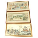 A pair of early 20thC prints, comprising Old King Cole and Widdecombe Fair, 26cm x 57cm, together wi