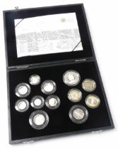 A Royal Mint 2009 UK silver proof coin set, the fitted case containing twelve silver coins, no.2279,
