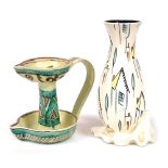 A 1950s Beswick pottery vase, designed by Albert Hallam, decorated with stylised houses and trees, s