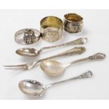 A group of Danish silver, comprising three silver tea and jam spoons, one commemorating the city of