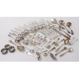 A group of Danish and other silver plated flatware, to include dessert spoons, pickle forks, ladles,