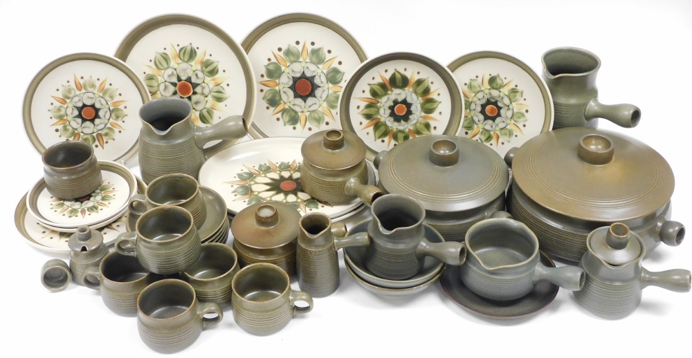 A Langley Sherwood pattern pottery part dinner and tea service, including vegetable tureens and cove