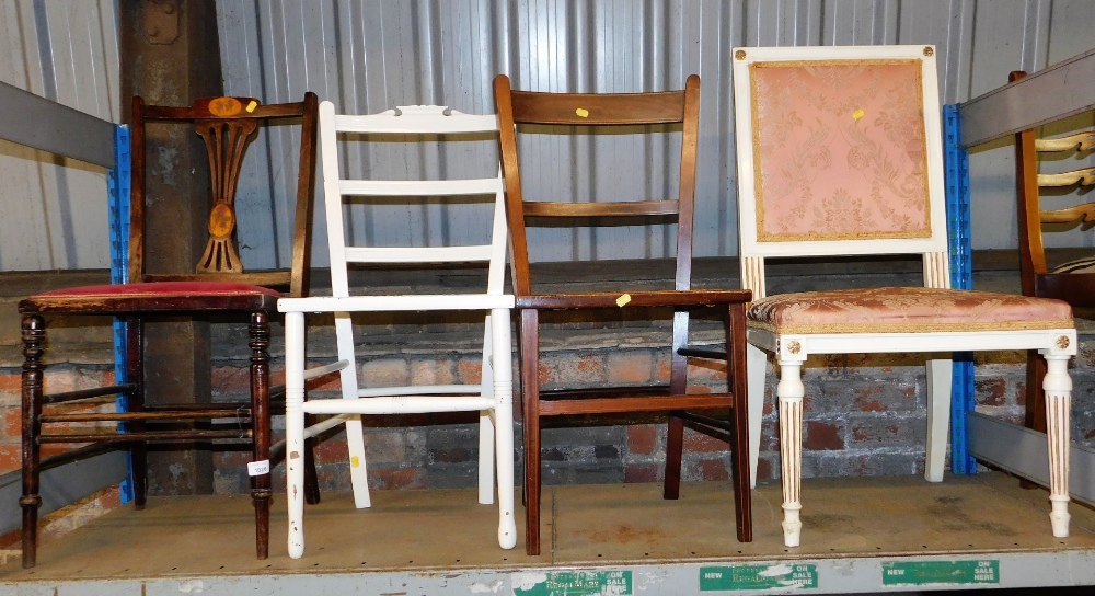 Four bedroom chairs, including two painted examples.