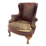 A George II style leather upholstered child's wingback chair, 80cm high. (AF)