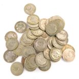 A quantity of mainly silver shillings, George V, etc. (a quantity)