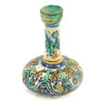 A 19thC Iznik glazed vase, with traditional colours, 20cm high.