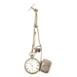 A KR Ingram of Braintree stainless steel cased pocket watch, with white enamel dial, Roman numerals