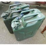 Two green petrol 20 litre jerry cans. (2) Note: VAT is payable on the hammer price of this lot at 20