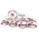 A Royal Albert Lady Carlyle pattern porcelain part tea service, comprising teapot, six cups and sauc