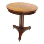 A 19thC mahogany centre table, with circular top, trefoil concave pedestal, and base, 68cm high, 59c