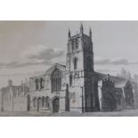 After John Coney. Bourne Abbey, Lincolnshire, 1819, monochrome print, 24cm x 31cm.