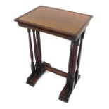 A 19thC mahogany nest of three tables, with rectangular tops, 46cm x 34cm graduated down.