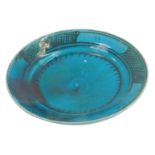 A 19thC turquoise glazed Earthenware plate, 22cm diameter.