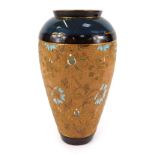 A Royal Doulton Slater's Patent stoneware chine vase, of shouldered, ovoid form, floral decorated ag