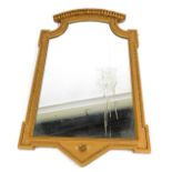 A Victorian giltwood wall mirror, with arched egg and dart moulded top, shaped plate, 120cm high, 74