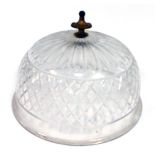 An Edwardian cut glass ceiling light shade, with a gilt finial, 23cm high, 31cm diameter.