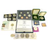 Various coins, to include 1987 proof set, nickel silver crowns, £2 coins, etc. (a quantity)