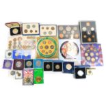 A large quantity of commemorative coins, to include crowns, annual coin sets, sterling silver Montgo