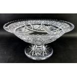 A 20thC crystal glass centrepiece bowl, of circular form, with a repeat hobnail cut floral decoratio