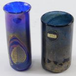An Isle of Wight glass vase, with 1979 Design Award label, with gilt highlights on blue ground, with