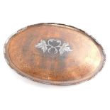 A Paul Gilling copper and pewter tray, in the Arts and Crafts style after Hugh Wallis, centred with