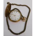 A 20thC gold plated Dennison Star Hunter pocket watch, in plain case, the 4cm diameter Arabic dial w