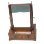 A late 19thC mahogany table mirror, with rectangular bevelled glass flanked by square tapering suppo