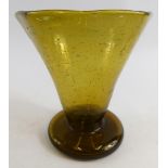 A green glass penny lick glass, with rough pontil, 10cm high.