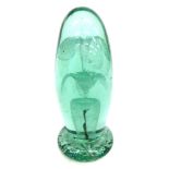 A small 19thC green glass dump, with floral centre, probably Yorkshire, 12cm high.