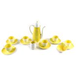 A mid 20thC Susie Cooper part coffee service, in yellow dot and white decoration, comprising coffee