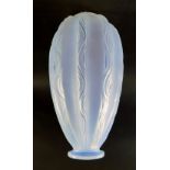A French Sabino opalescent opaque glass vase, of organic form, engraved mark to underside, 21cm high
