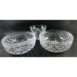 Various crystal, lead crystal, etc., a bowl with a repeat hobnail cut decoration, 25cm diameter, ano