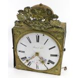 A 19thC Jeunet H Gere A' Vouay wall clock, in brass surround with scroll, floral, and urn finial, ab