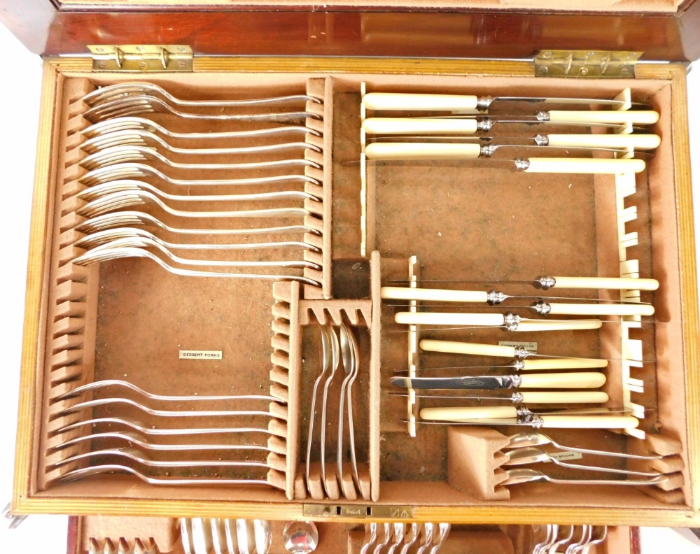 A 20thC canteen of stainless steel Firth cutlery, Old English pattern, part settings, some with plas - Image 3 of 6