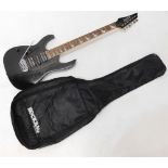 An Ibanez electric guitar, no. GRG170DXL 110115063, left handed, in canvas case, 96cm long.
