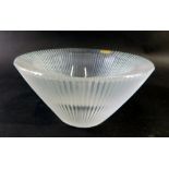 A Moser Czechoslovakia glass vase, of tapering circular form with ribbed outline, 8cm high, marked b