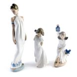Various Nao figures, lady in flowing robes, figure of a girl, number 1109, and another girl holding