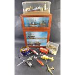 Various boxed and other miniature ships, diecast vehicles, etc., to including Cutty Sark, 12cm high,